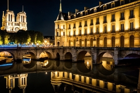 巴黎特色建筑夜景摄影图片